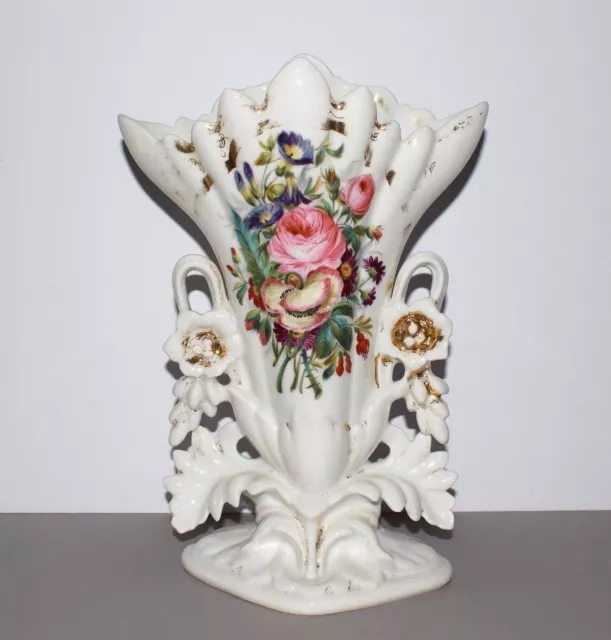 Grand vase bouquet de mariage porcelaine de paris - décor floral peint