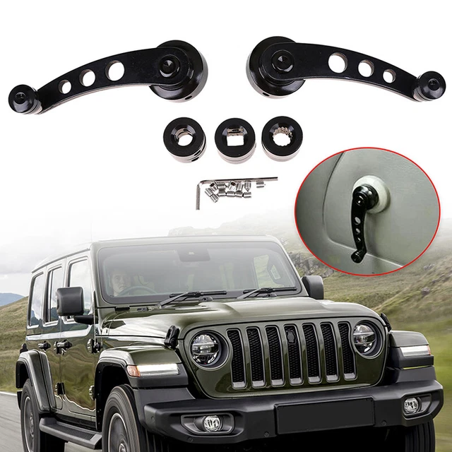Pair Universal Billet Aluminum Car Manual Door Window Winder Crank Handle Black