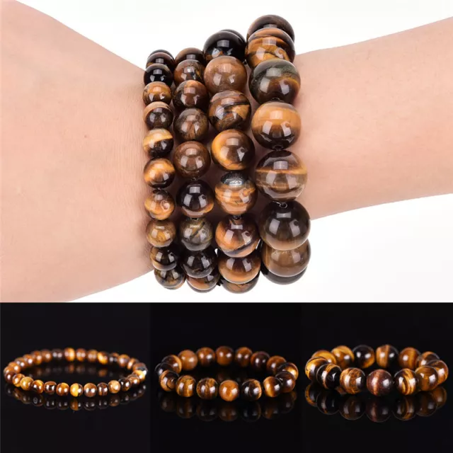 Natural Tiger Eye Stone Lucky Bless Beads Men Woman Jewelry Bracelet Bangle J YK 2