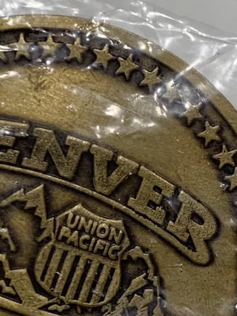 VTG 80S BRASS Token Union Pacific Railroad Safety Denver Souvenir Coin ...