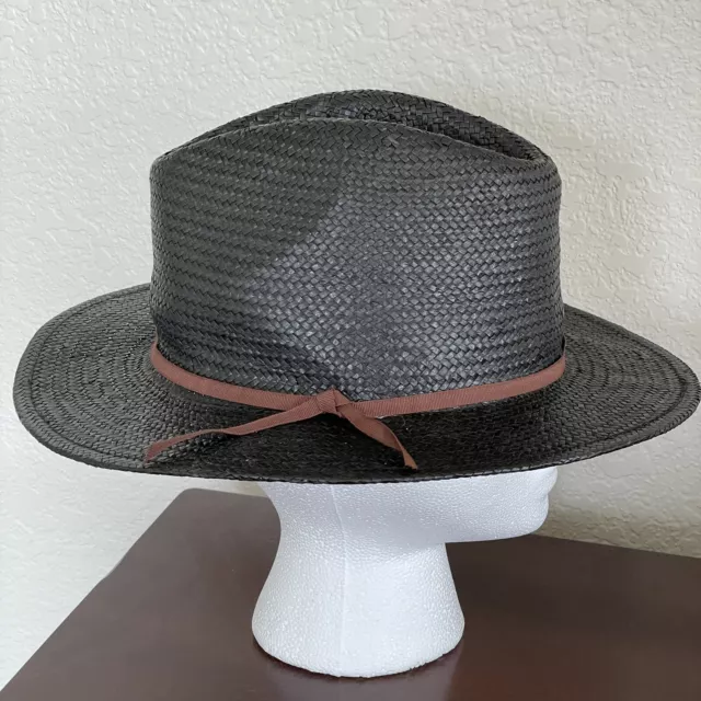 Brixton Valley Sun Hat Black Womens OS Straw Fedora Wide Brim Classic New 2