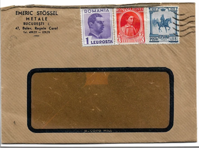 ROMANIA 1939 COVER FROM Bucharest WITH VARIOUS STAMPS   MY REF 186