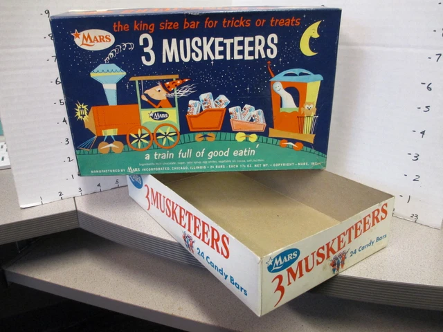 3 MUSKETEERS Mars 1950s halloween mask Indian chief candy box witch train ghost 2
