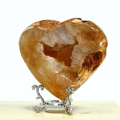 496g Natural Agate Geode Crystal Heart Quartz Love Healing Energy Decoration