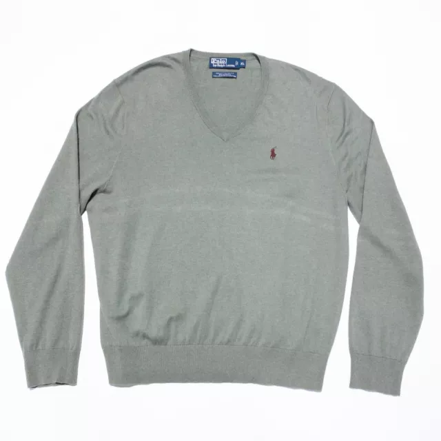 POLO RALPH LAUREN Silk Cashmere Sweater Men's XL V-Neck Pullover Green ...