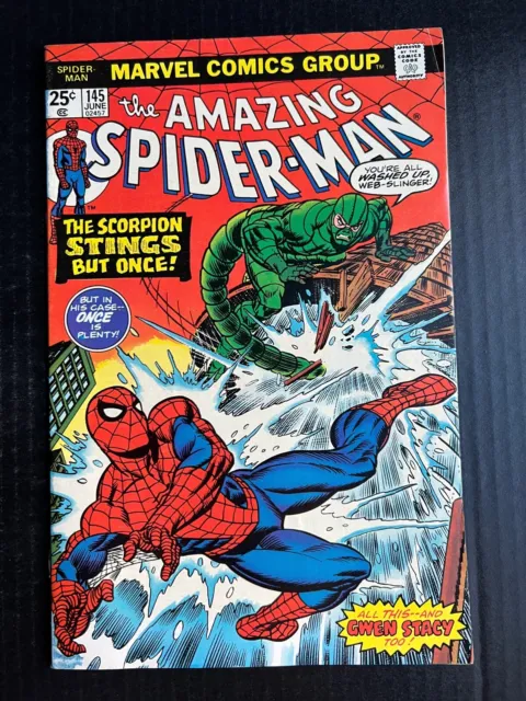 AMAZING SPIDER-MAN #145 June 1975 Unread Scorpion Marvel Value Stamp