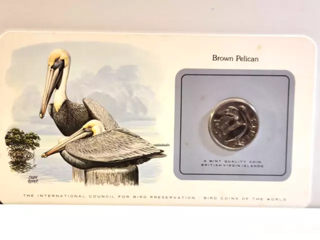 Rare UNC British Virgin Islands 50 cents 1980 M=1K Bird Coins of the World FM