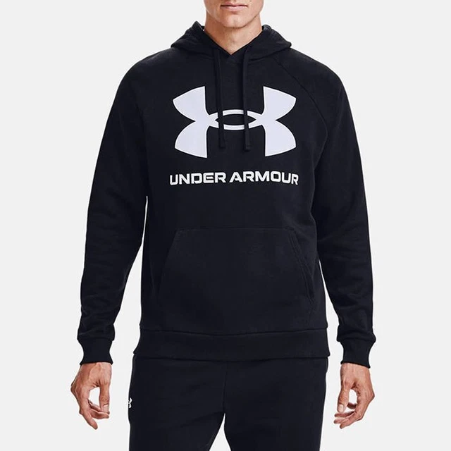 Felpa Under Armour Uomo Con Cappuccio Nero Rival Big Logo Fleece 1357093 001