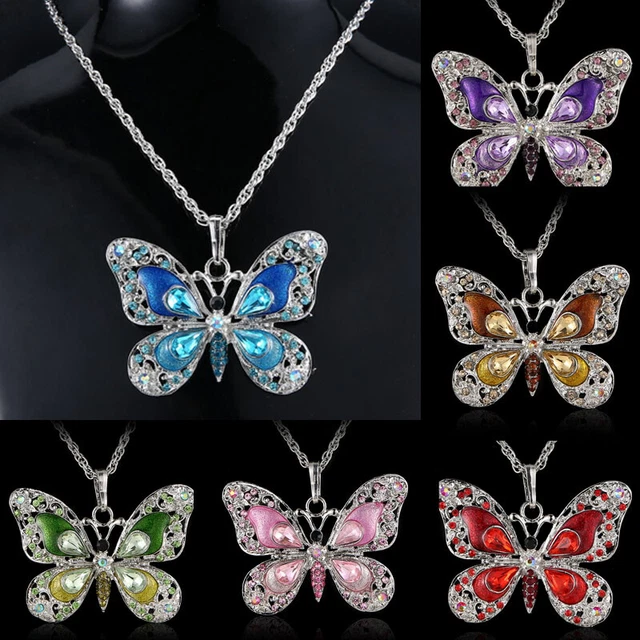 Fashion Crystal Rhinestone Butterfly Pendant Necklace Clavicle Chain Jewelry New