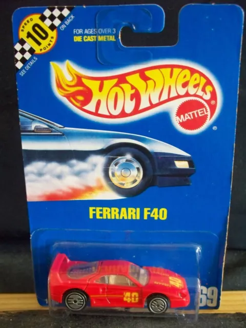 1991 Hot Wheels #69 -2 Ferrari F40 Red Chrm Uh 💰😍💎Blue Card