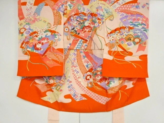 82169# Japanese Kimono / Antique Kimono For Girls / Embroidery / Carriage &