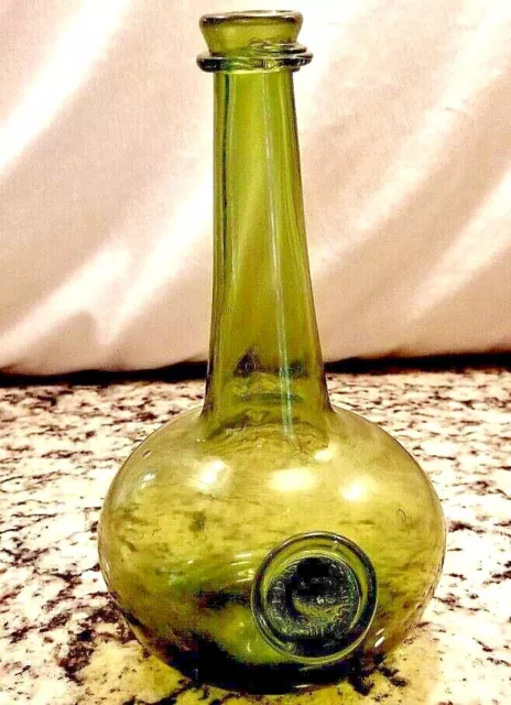 Joseph Frances Green Glass Wine Bottle | Hand Blown Jamestown Reproduction