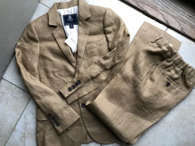 J. Crew Crewcuts boys Tan Camel linen Pants Blazer Jacket  suit size 8 NWT NEW