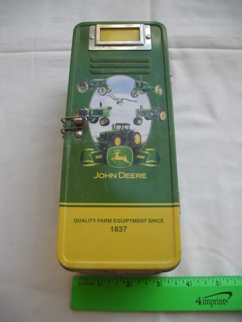 John Deere Tractor Metal Locker Box Coin Bank with Latch, 8.25" by 3.25' by 3"