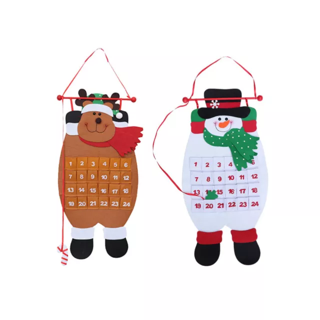 2 piezas Calendario de Adviento para niños adornos colgantes de árboles de Navidad 2