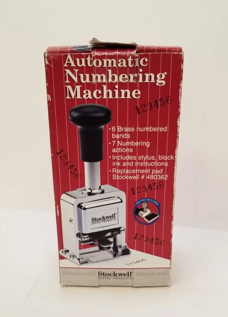 Stockwell Automatic Numbering Machine,  EUC