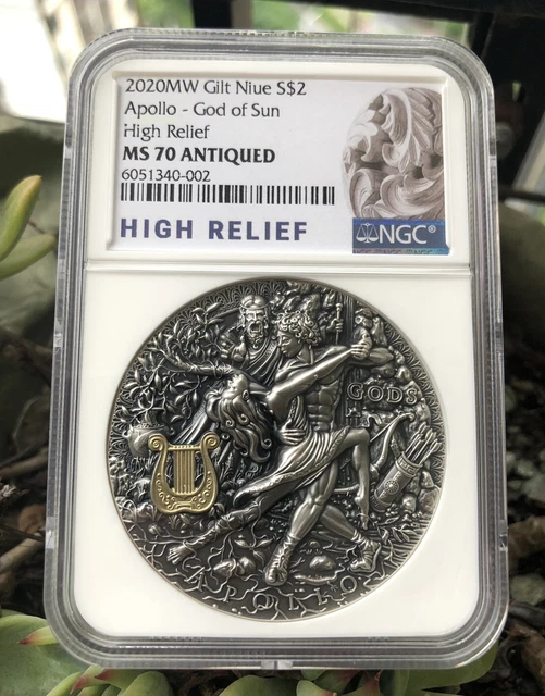 2019 Niue Greek God Apollo Silver Coin 2oz High Relief God of the Sun NGC MS70