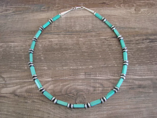 Sterling Silver Navajo Pearl & Turquoise 18" Necklace by I. John