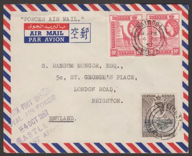 Kenya Uganda Tanganyika 1957 QEII Forces Airmail Cover Nairobi RAF Eastleigh