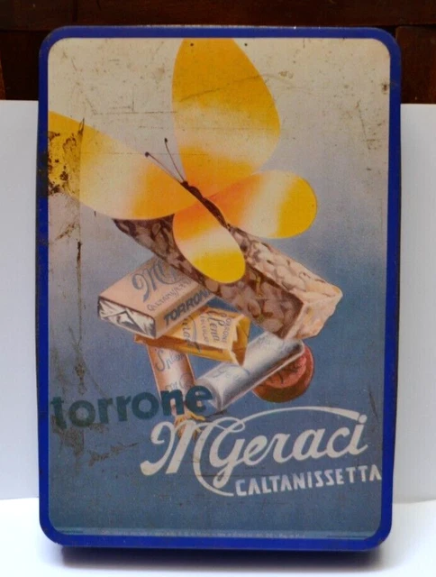 Scatola Pubblicitaria in di Latta Vintage anni 70 Torrone Geraci da Collezione