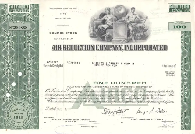 Air Reduction Company, Incorporated  - 100 shares -  New York, USA 15. Juni 1970