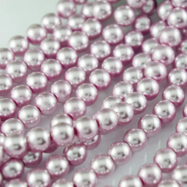 110pcs Beads-8mm Lavender/Purple Color Imitation Acrylic Round Pearl Spacer
