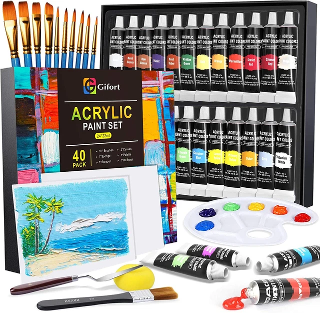 Gifort Set Di Colori Acrilici per Dipingere, Set Pittura Acrilica Da 24 X 22 ML