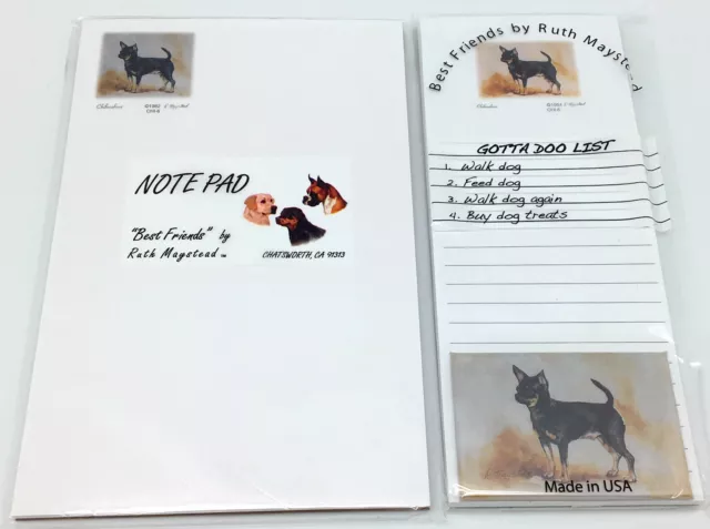 NEW Black Tan Chihuahua 3-Pc List Note Pad Fridge Magnet Gift Set Chi Xmas Dog