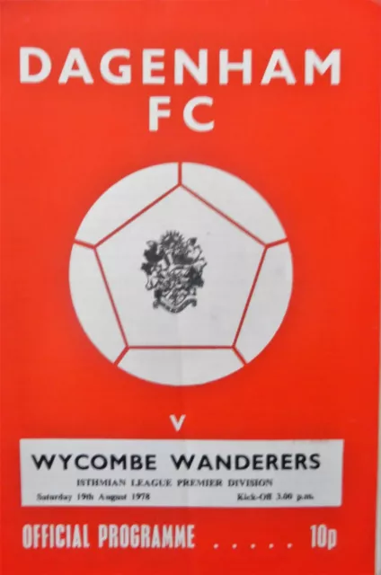 Dagenham V Wycombe Wanderers 19/8/1978 Isthmian League - Premier Division #Exc#