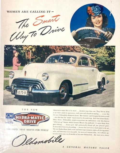Vintage OLDSMOBILE WOMEN Smart Way To Drive  1946 Magazine Print Ad AH15
