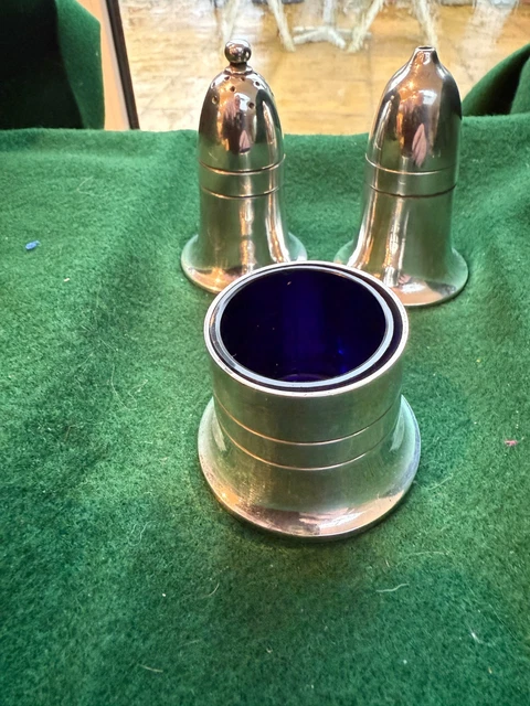 MAPPIN & WEBB SILVER PLATE CRUET SET 1930Ss Salt Pepper Mustard