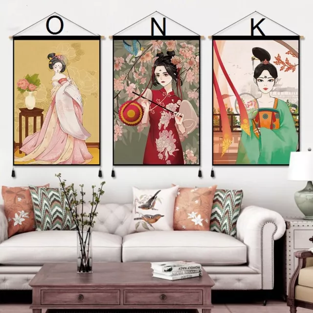 45x65CM Tapestry Chinese Maid Printed Wall Hanging Fabric Picture Home Decor 1PC