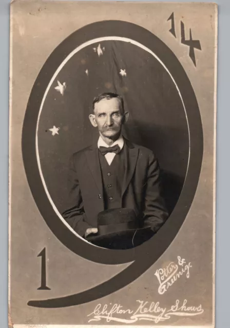CARNIVAL BOOTH PORTRAIT ludington mi postcard rppc michigan clifton-kelley shows