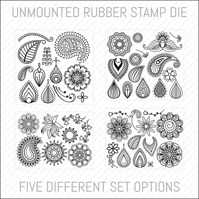 Henna Mehndi Blumenmuster unmontiert Gummistempel - Kartenherstellung - Scrapbooking