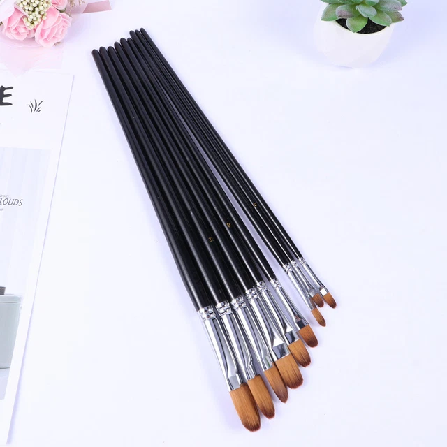 9 Pcs Watercolor Brush Set Face Painting Brushes Black Outfit Kids Kits Round 2