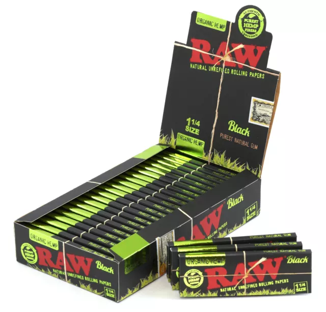 1 box - RAW Black Organic size 1 1/4 (78mm) rolling paper - 1200 papers