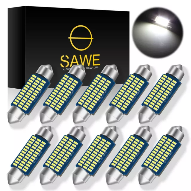 10 x White 39MM 12V LED Festoon Bulbs 3014 36SMD Car Reading Lamp Dome Map Light