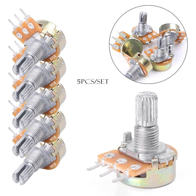 5 pcs 50K ohm Linear Taper Rotary Potentiometer