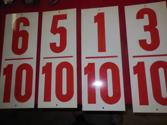 Vintage gas station price board numbers 2 sided red and white 16" x 6 " Man Cave