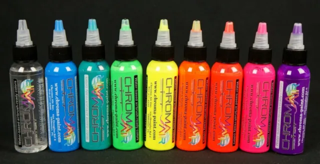 ChromaAir airbrush colors set water based acrylic urethane fluorescent-8 2oz