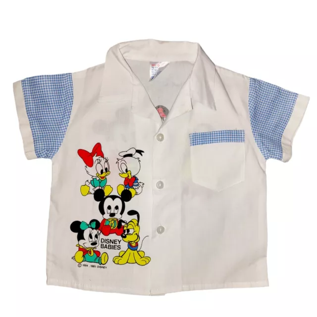 Vintage 1985 Disney Babies Sz 0, 12 Months Shirt Feat. Minnie, Mickey, Pluto,...