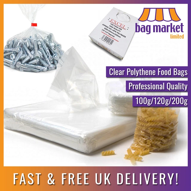 FOOD GRADE CLEAR Polythene Bags Plastic/Freezer/Storage/Sandwich/Poly