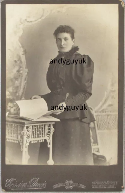 Cabinet Card Lady & Book David Edinburgh Fashion Antique Photo Victorian