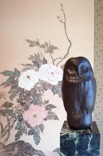 Stunning Japanese Nakatsuji Shin Owl Bronze Statue Figurine 45cm