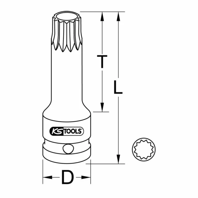 Douille longue à chocs mâle XZN® 1/2'', M8 - KS TOOLS 3