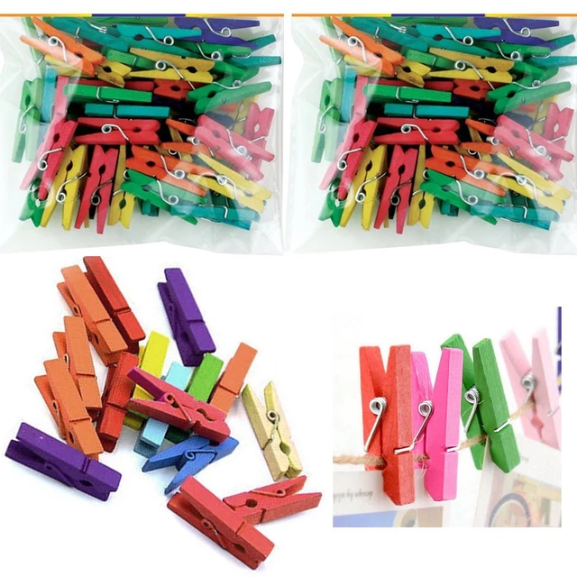 120 piezas Mini Pines de Ropa Artesanales Madera 1" Artes Pequeñas Ropa Multicolor Alfileres Artesanías