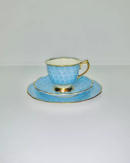 Royal Albert, Crown China - Swirl Blue, tea trio (cup, saucer & plate)