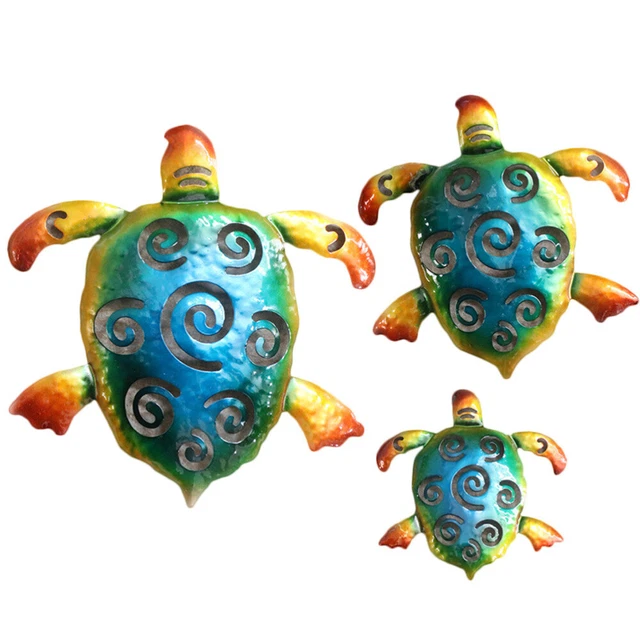 3pc iron coastal turtle wall sculptures animal wall decorations