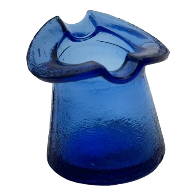 VINTAGE COBALT BLUE Glass Top Hat Ashtray 1930's 1940's Smoking Ash ...