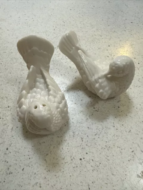 Alabaster Pair White Doves/ Birds Classic Figures By A. Santini Made in Italy